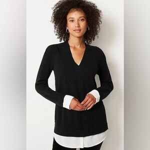 J.Jill mixed media v-neck sweater